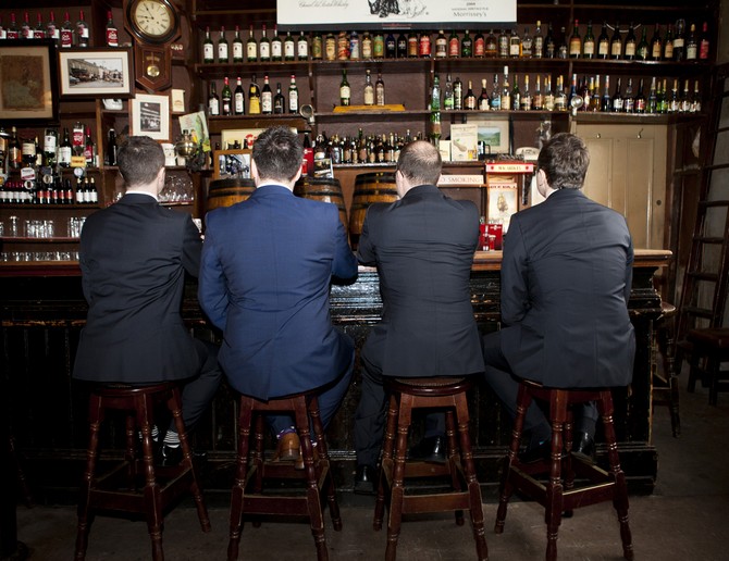 groomsmen in pub